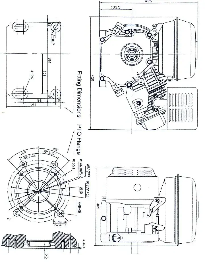 Motor HG 390 QE, 13 HP eL.+ruční start, hřídel 25,4mm=GX390E