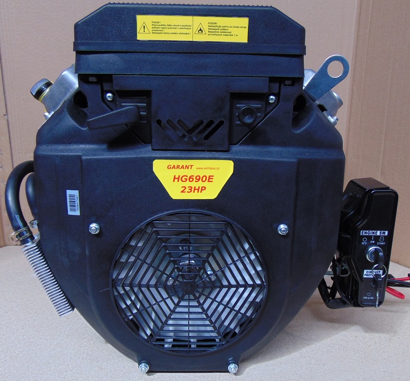 Motor HG690QE, 2-válcový  23 koní, elektrostart, hř. 25,4mm