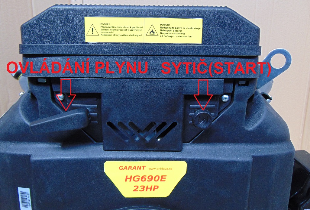 Motor HG690QE, 2-válcový  23 koní, elektrostart, hř. 25,4mm