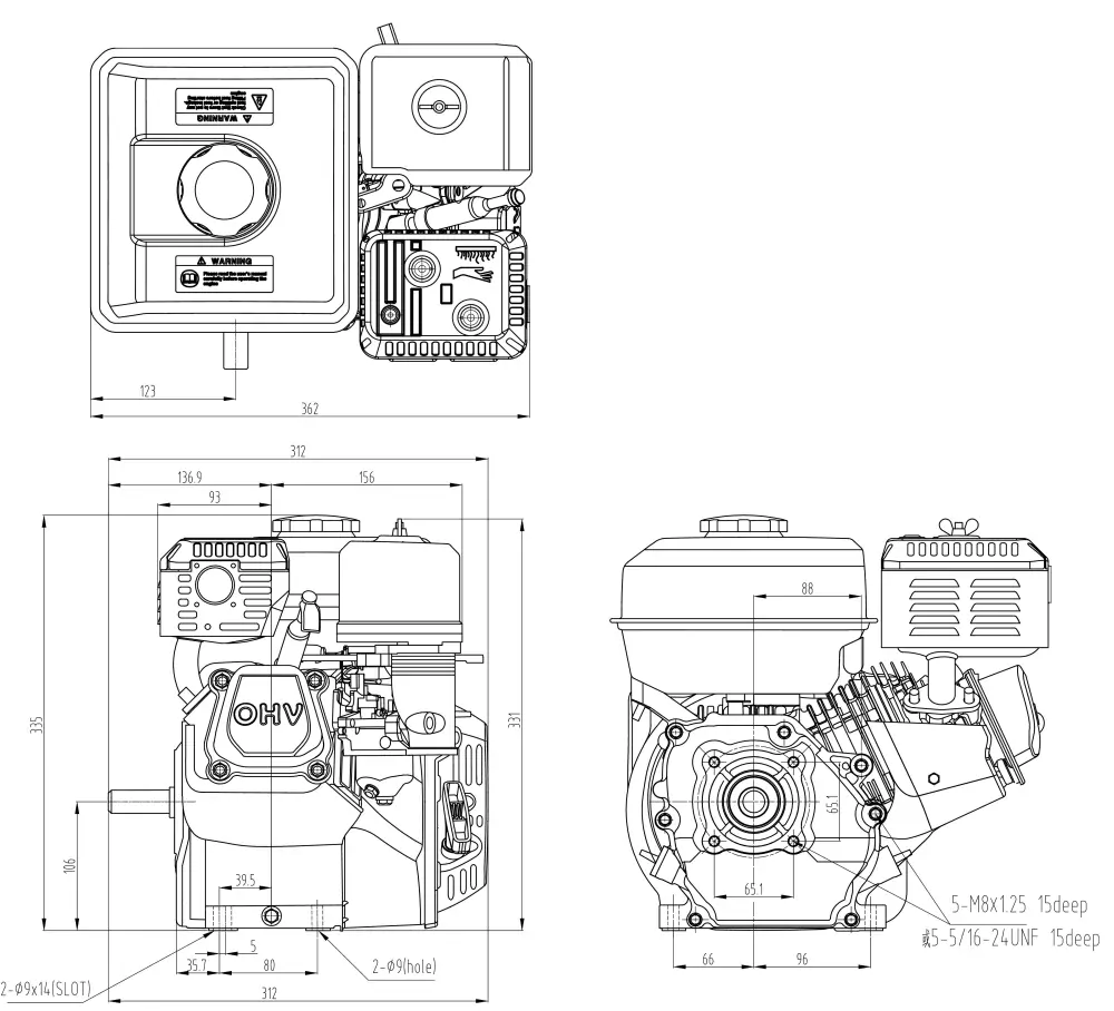 Motor HG 200 SE, 6,5 HP, el. + ruční start, hř. 20 mm = GX200E 